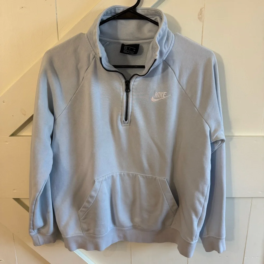 Nike Women’s Sky Blue Quarter-Zip‎ Sweatshirt Small Athleisure